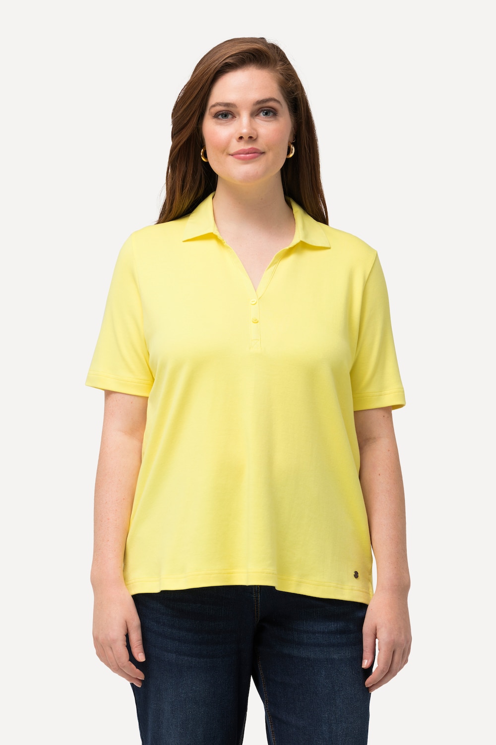 Große Größen Poloshirt, Damen, gelb, Größe: 42/44, Baumwolle, Ulla Popken