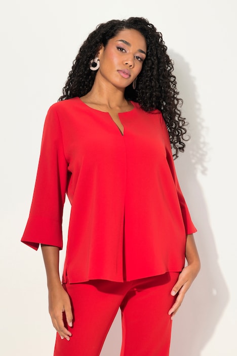 Split Neck 3/4 Sleeve Blouse