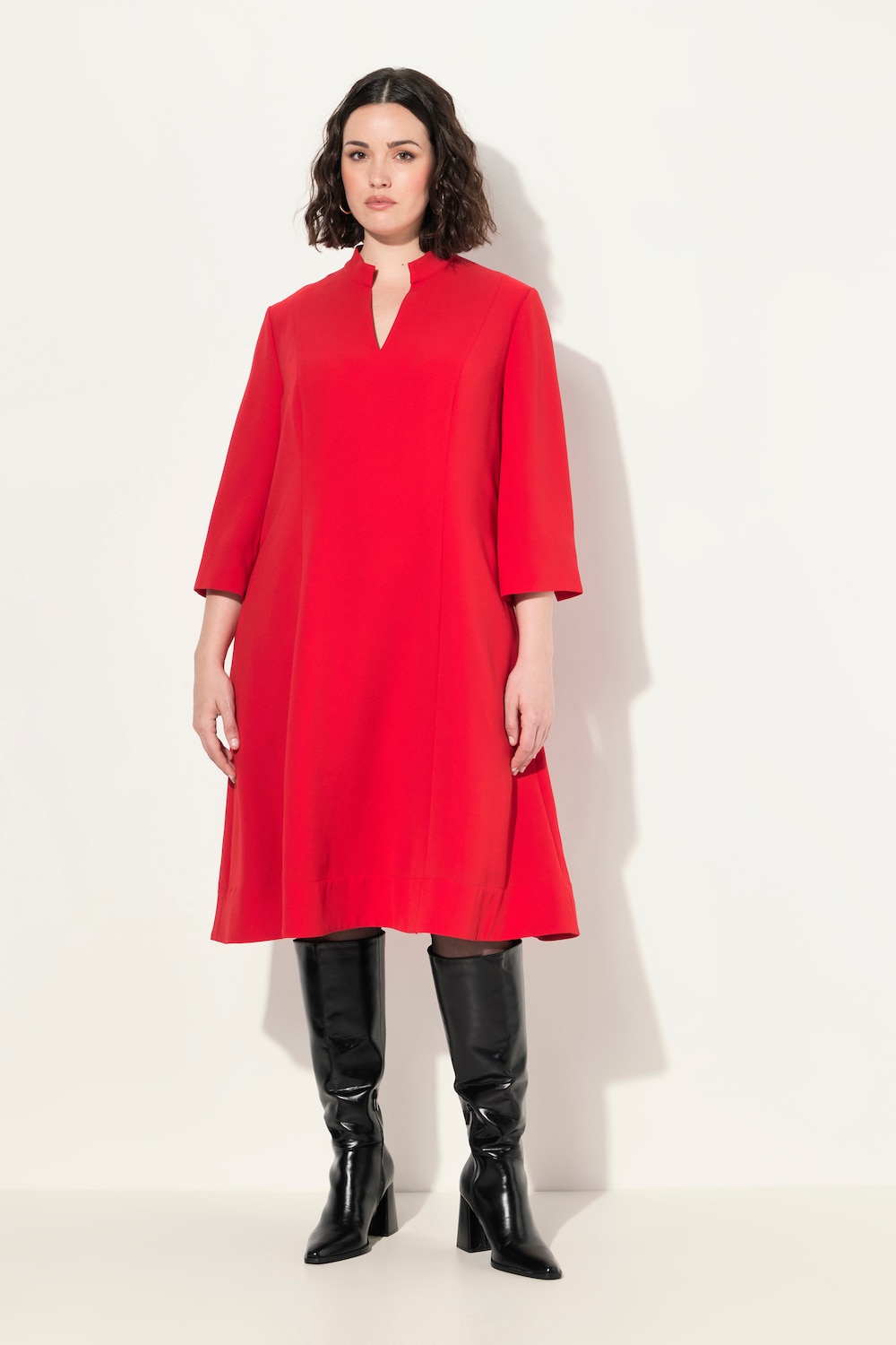 Große Größen Midikleid, Damen, rot, Größe: 42/44, Kunstseide/Viskose/Polyester, Ulla Popken