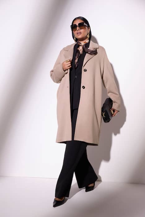 Blazerjacke, Stehkragen, Hakenverschluss, Langarm