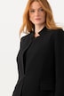Chaqueta tipo blazer, cuello alzado, cierre de gancho, manga larga