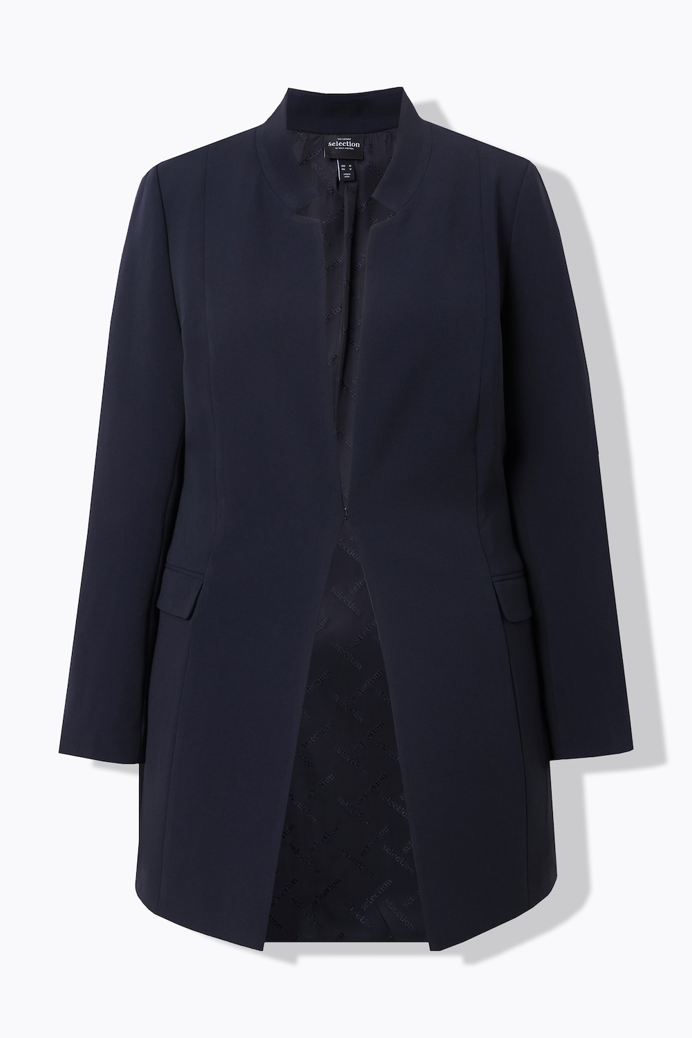 Stora storlekar Kavaj i acetat, Dam, blå, storlek: 46, Konstsilke/Viskos/Polyester, Ulla Popken