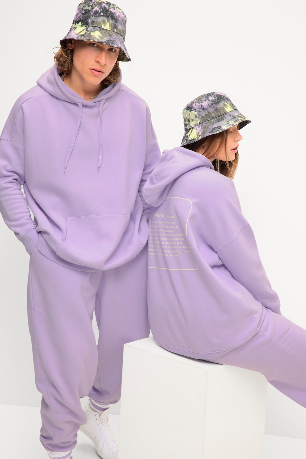 grandes tailles sweat-shirt oversize à capuche et manches longues, femmes, violet, taille: xl, coton/polyester, studio untold
