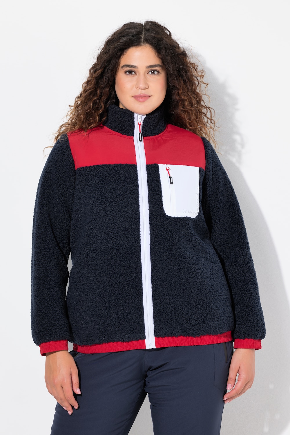 Große Größen Teddyfleece-Jacke, Damen, blau, Größe: 42/44, Polyester, Ulla Popken