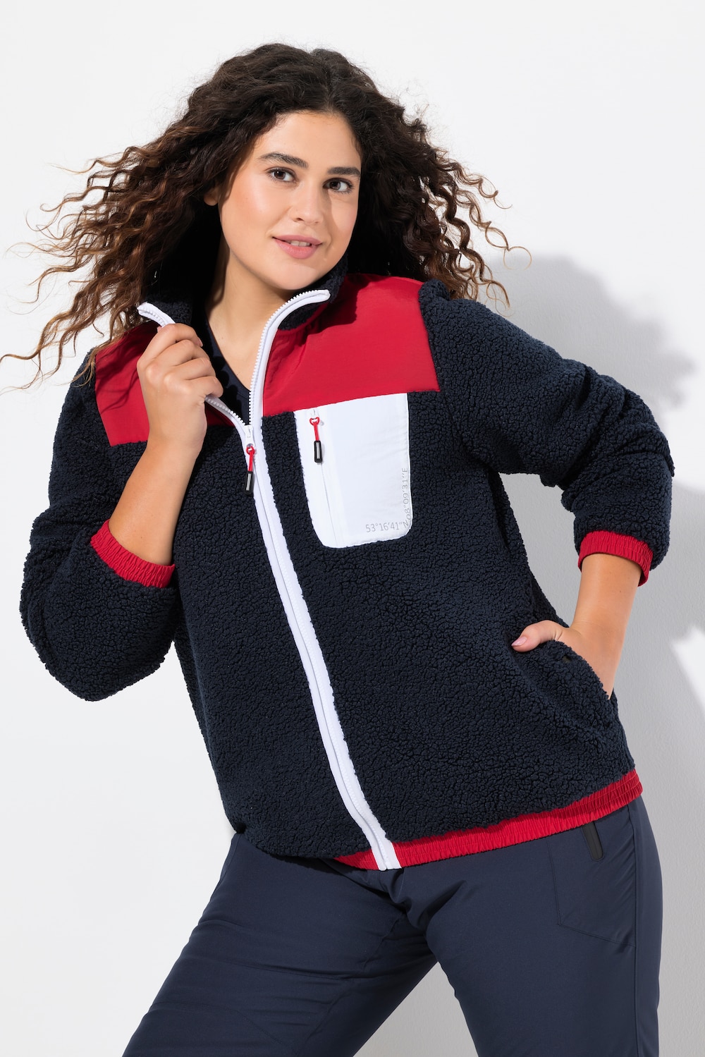 Große Größen Teddyfleece-Jacke, Damen, blau, Größe: 54/56, Polyester, Ulla Popken