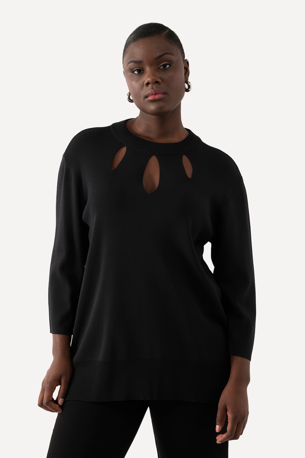 Große Größen Pullover, Damen, schwarz, Größe: 46/48, Viskose/Synthetische Fasern, Ulla Popken
