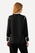Contrast Piping Long Sleeve V-Neck Blouse