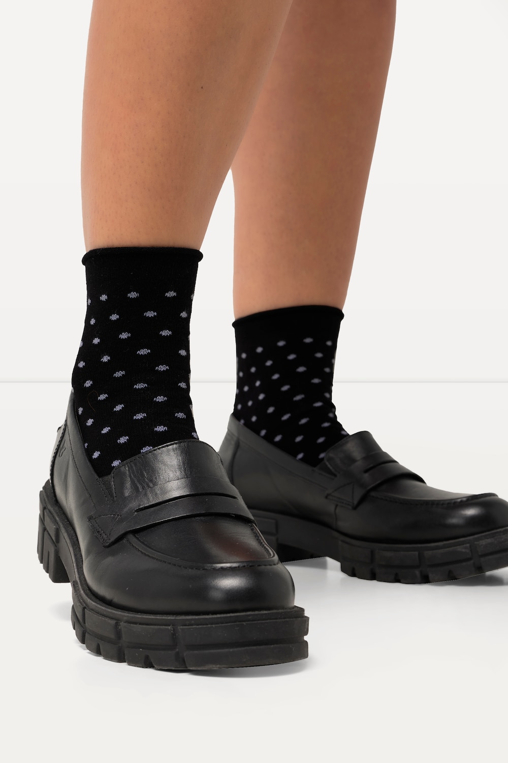 grandes tailles chaussettes à pois, femmes, noir, taille: 39-42, coton/fibres synthétiques, ulla popken