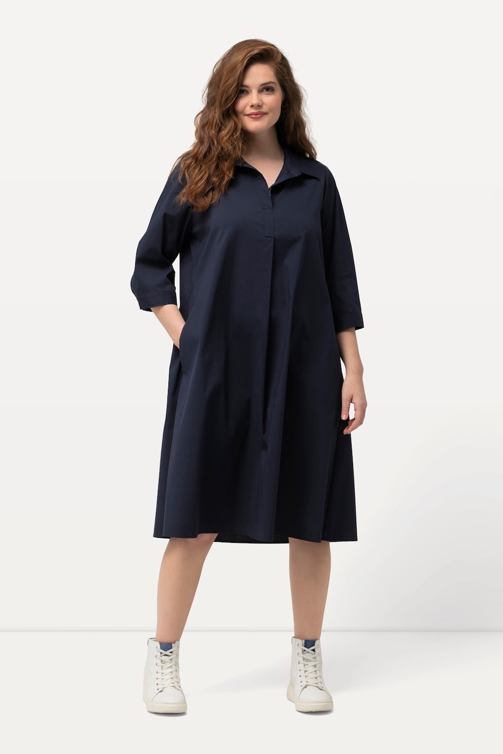 grandes tailles robe tunique à manches 3/4, femmes, bleu, taille: 44/46, coton/fibres synthétiques, ulla popken