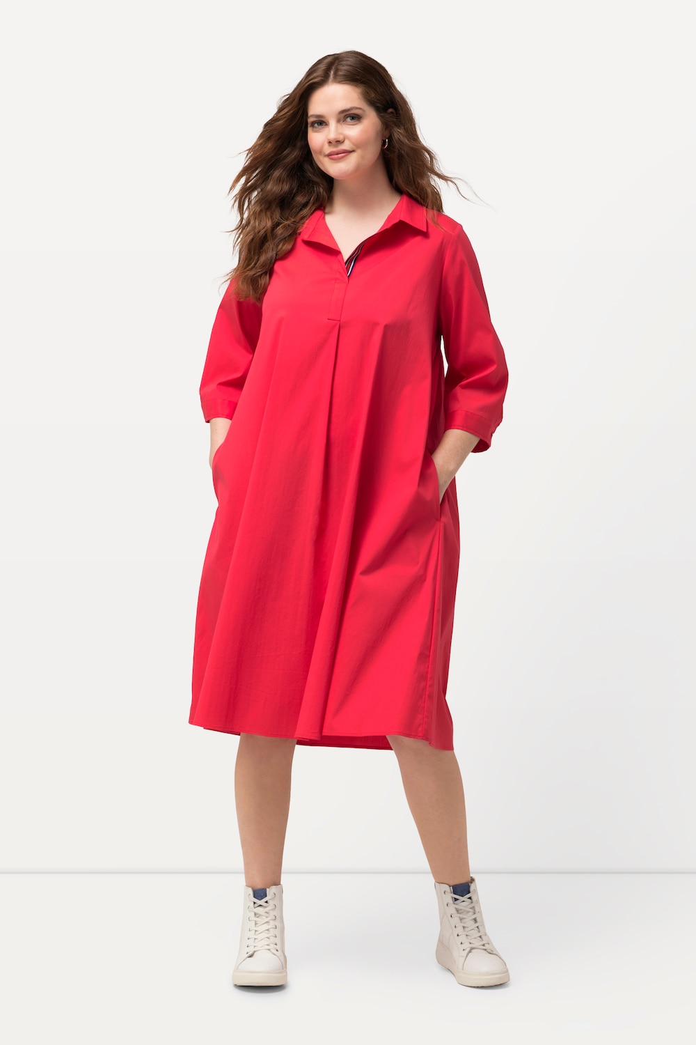 grandes tailles robe tunique à manches 3/4, femmes, rouge, taille: 56/58, coton/fibres synthétiques, ulla popken