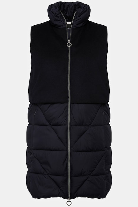 Mixed Texture Wool Look Vest, marine | Ulla Popken