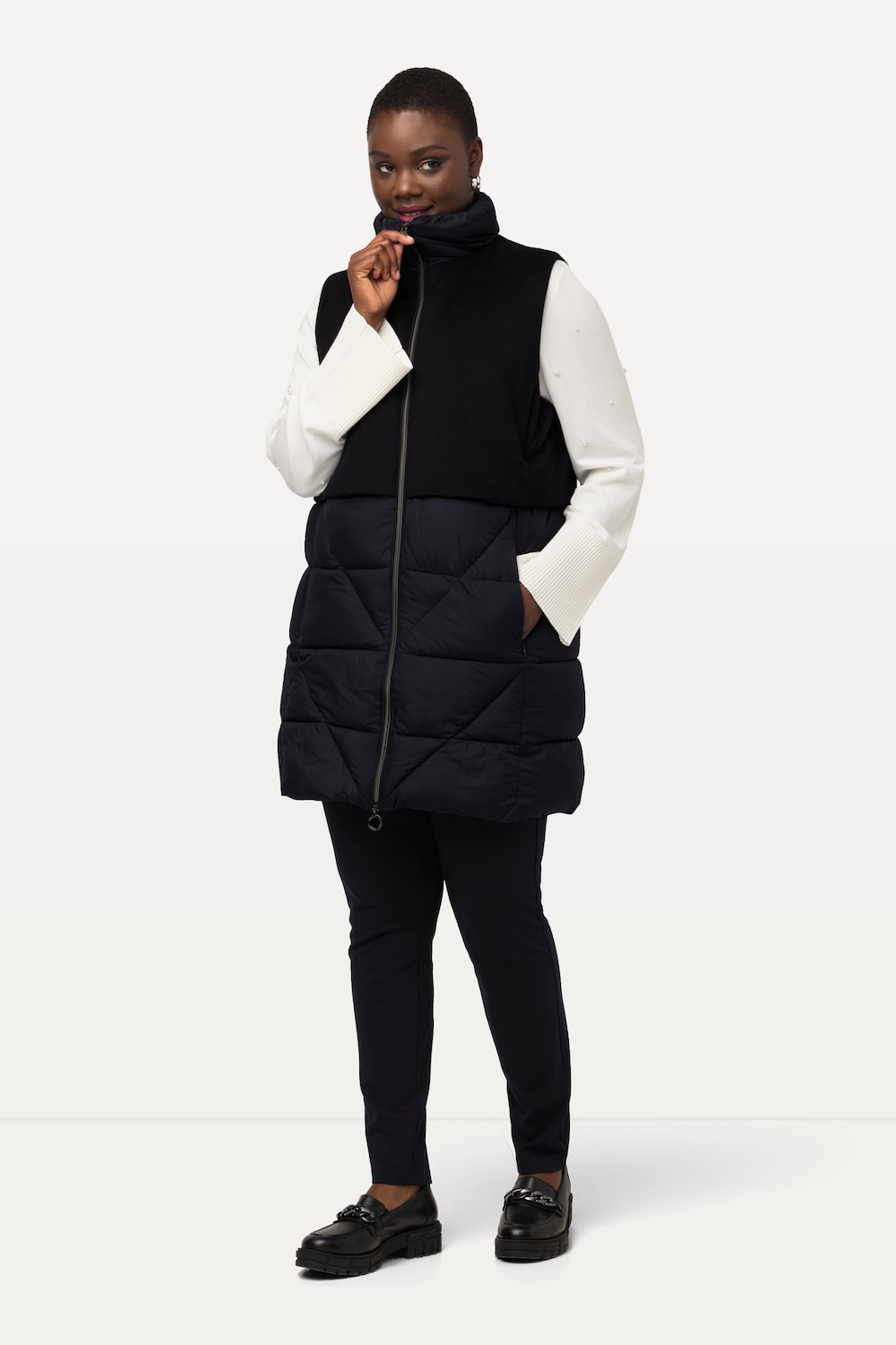 Große Größen Steppweste, Damen, blau, Größe: 46/48, Polyester/Wolle, Ulla Popken