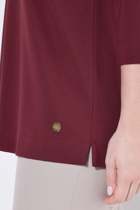 Bluzka, krój trapezowy, kołnierz rewersowy, dekolt w serek, rękaw 3/4