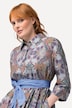 Graphic Floral 3/4 Sleeve Shirt Dress