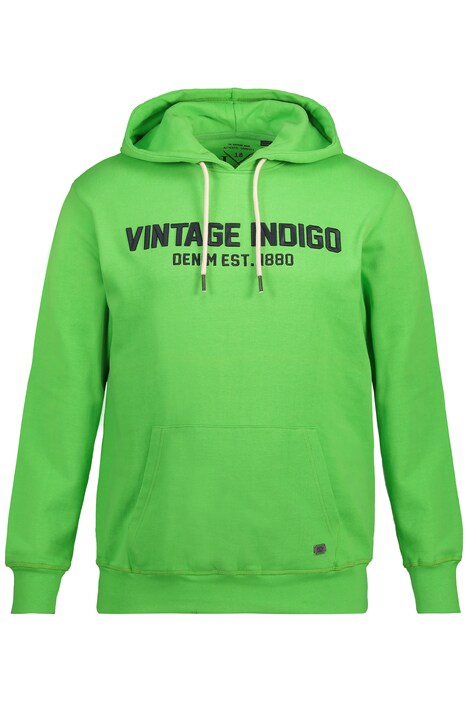 Mikina s kapucí, tepláková, vintage indigo výšivka, do 8XL