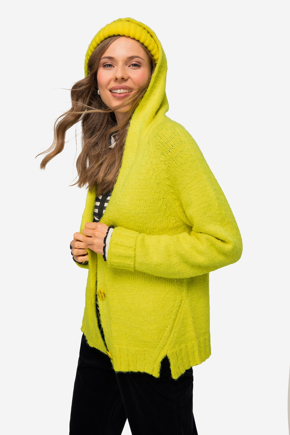 Große Größen Strickjacke, Damen, gelb, Größe: L, Synthetische Fasern/Polyester/Viskose, LAURASON