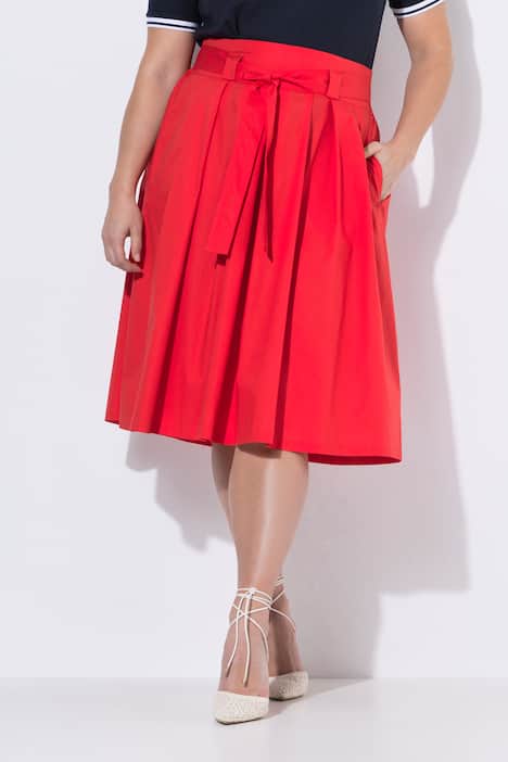 Faltenrock, A-Linie, Komfortbund, Bindeband