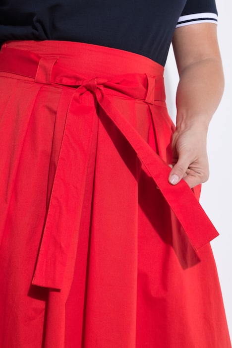 Faltenrock, A-Linie, Komfortbund, Bindeband