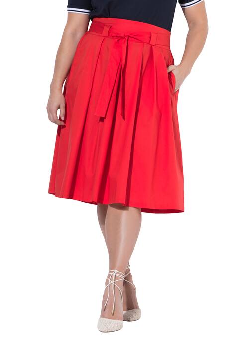 Skládaná sukně, A střih, komfortní pas, vázací stuha
