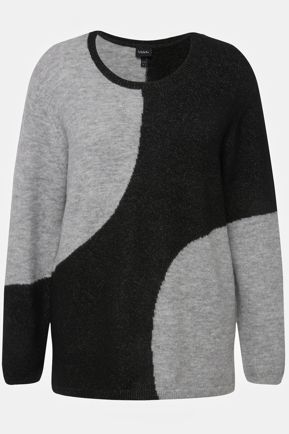 Stora storlekar Tröja med rund hals och lång ärm, Dam, svart, storlek: 54/56, Syntetfibrer/Polyester, Ulla Popken