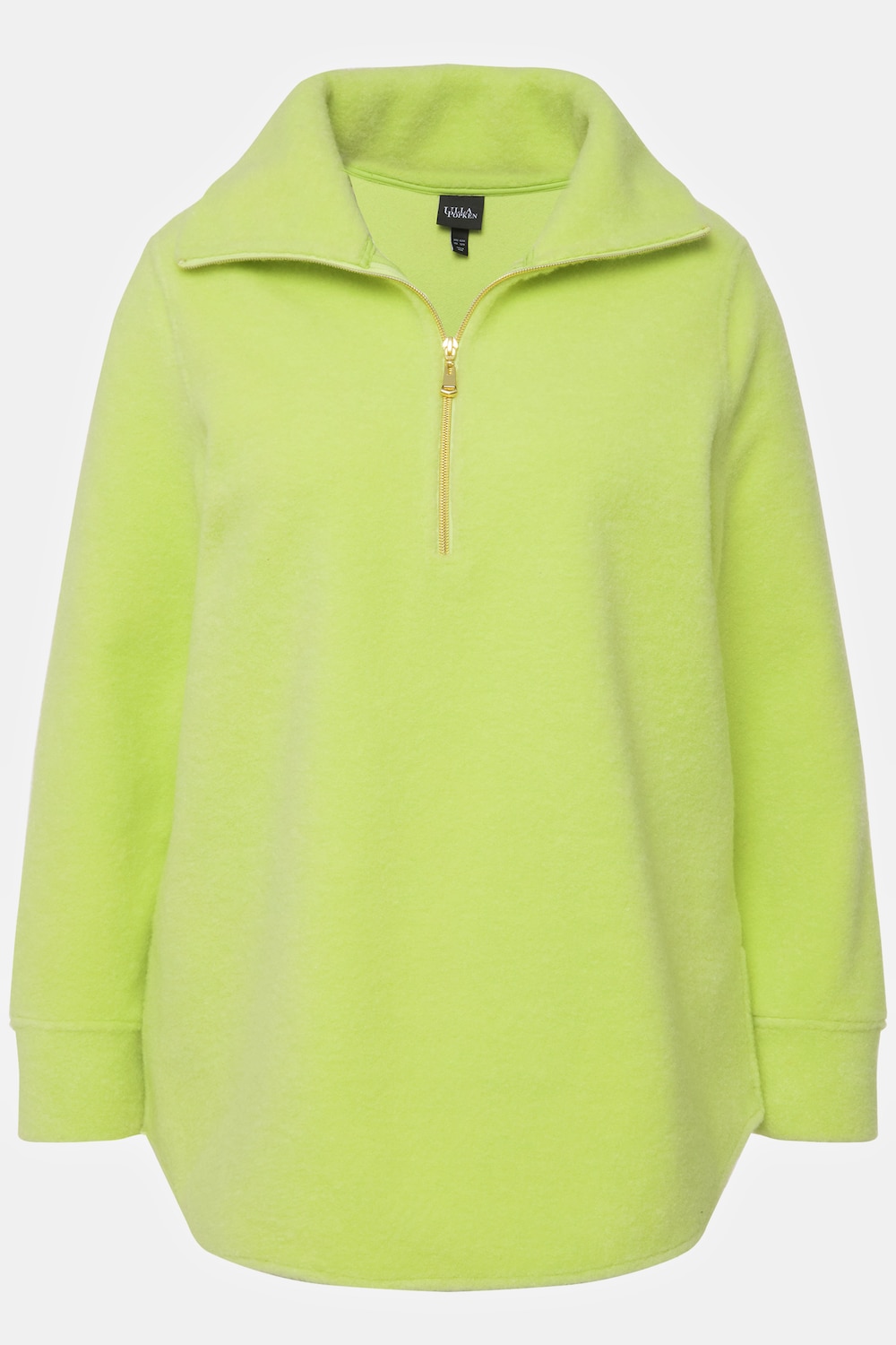 Stora storlekar Fleecetröja i A-linjemodell med ståkrage, Dam, grön, storlek: 46/48, Polyester, Ulla Popken