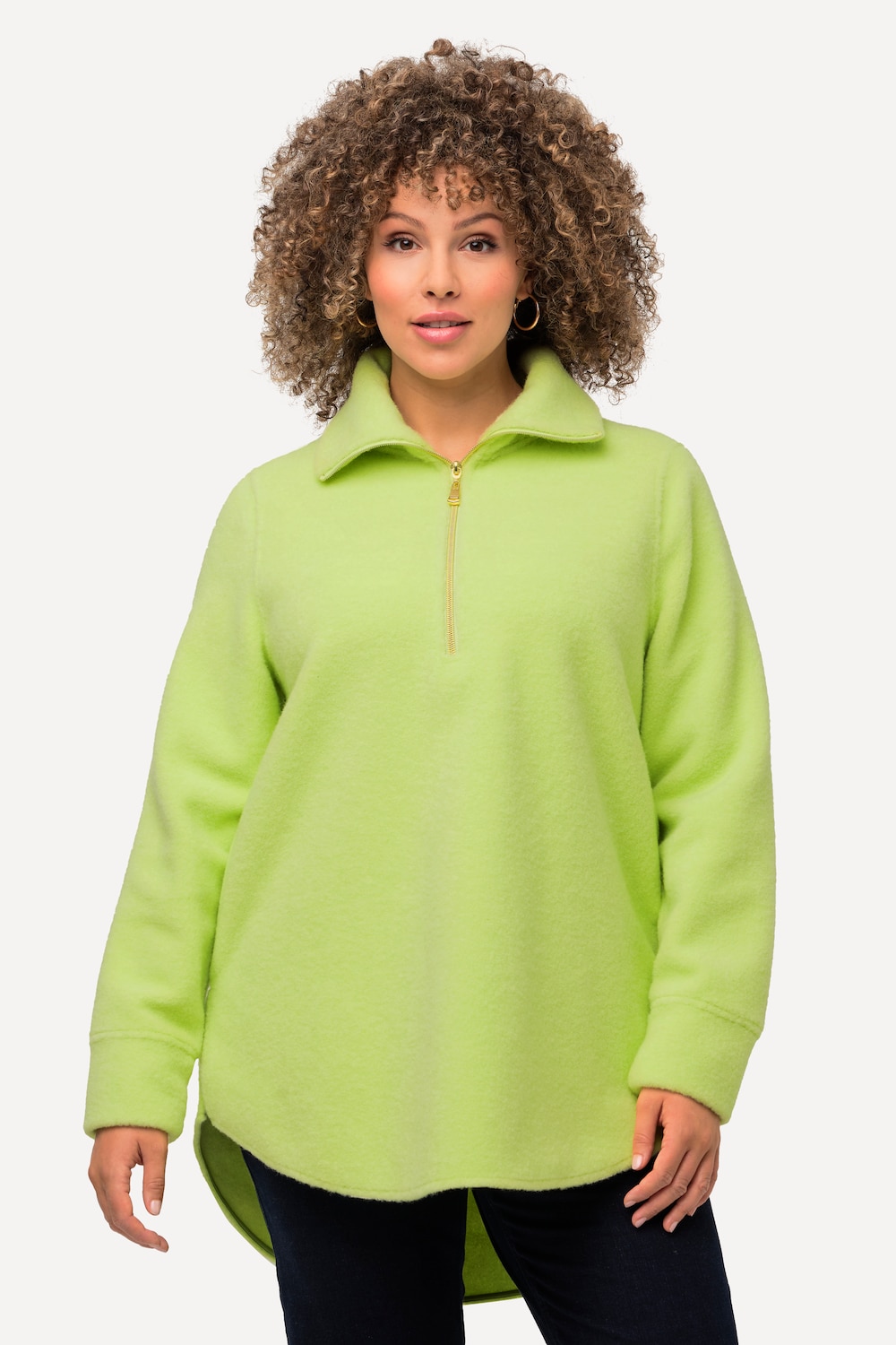 Große Größen Fleeceshirt, Damen, grün, Größe: 42/44, Polyester, Ulla Popken