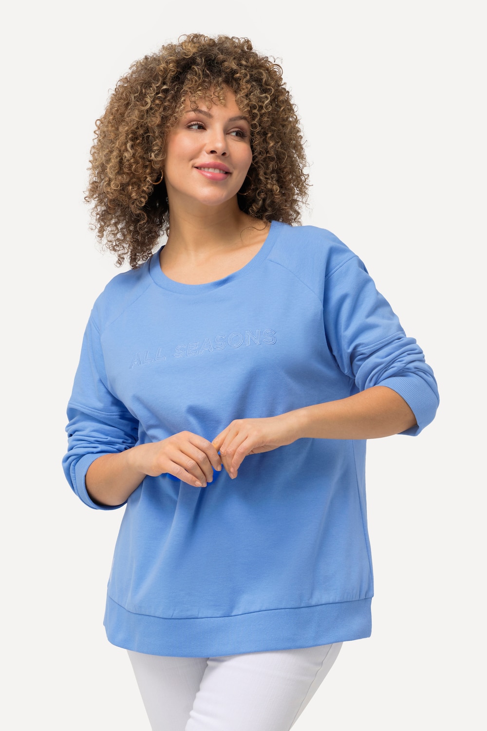 Große Größen Sweatshirt, Damen, blau, Größe: 46/48, Baumwolle/Polyester, Ulla Popken