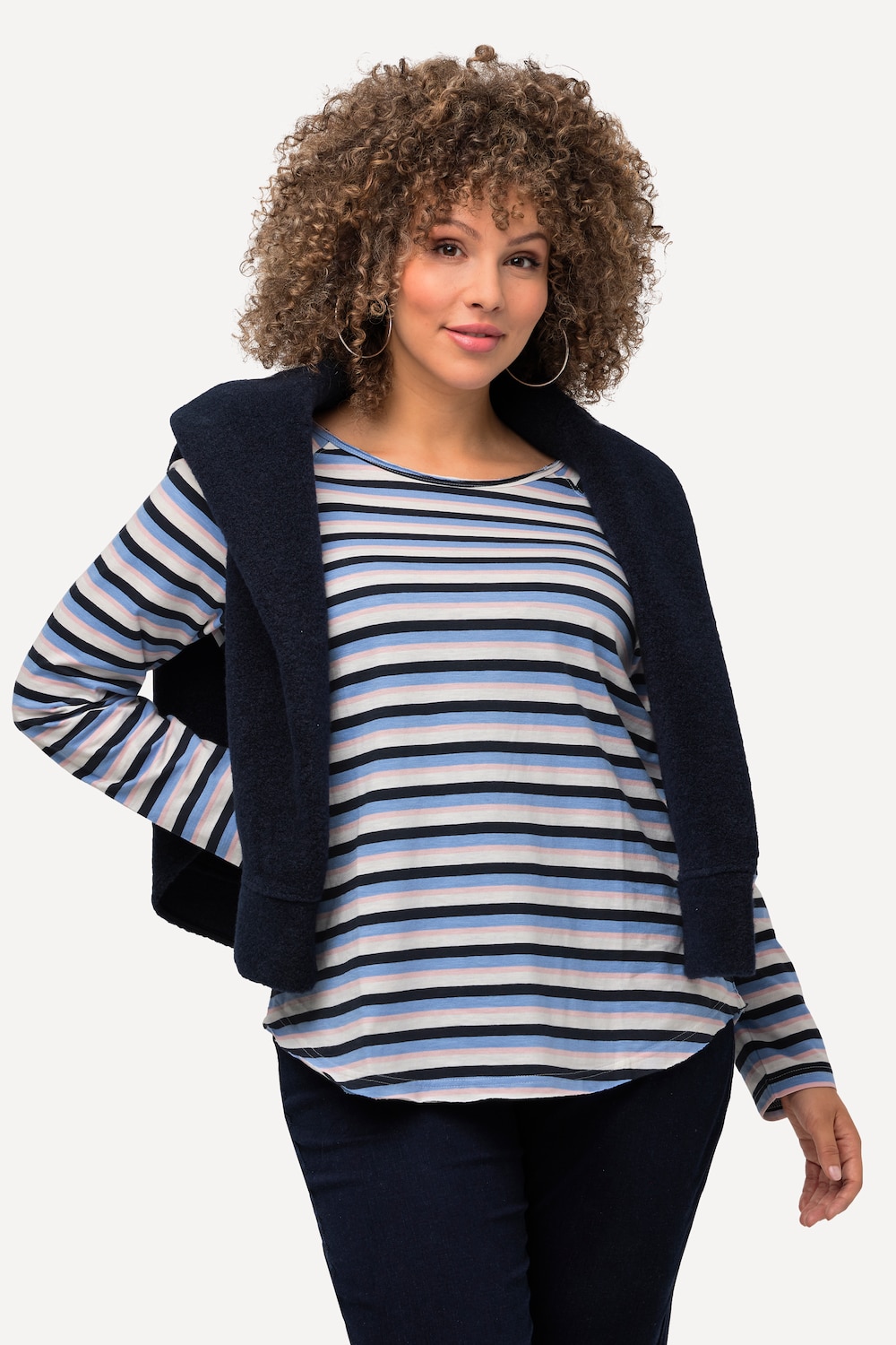 Grote Maten Shirt, Dames, blauw, Maat: 54/56, Katoen, Ulla Popken