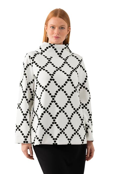 Mikina, puntíky-kosočtverce, stojáček, dlouhé rukávy, mix modalu