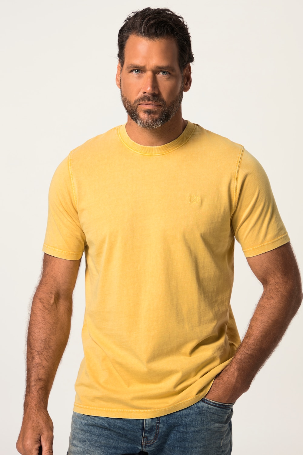 Grote Maten T-shirt, Heren, geel, Maat: L, Katoen, JP1880