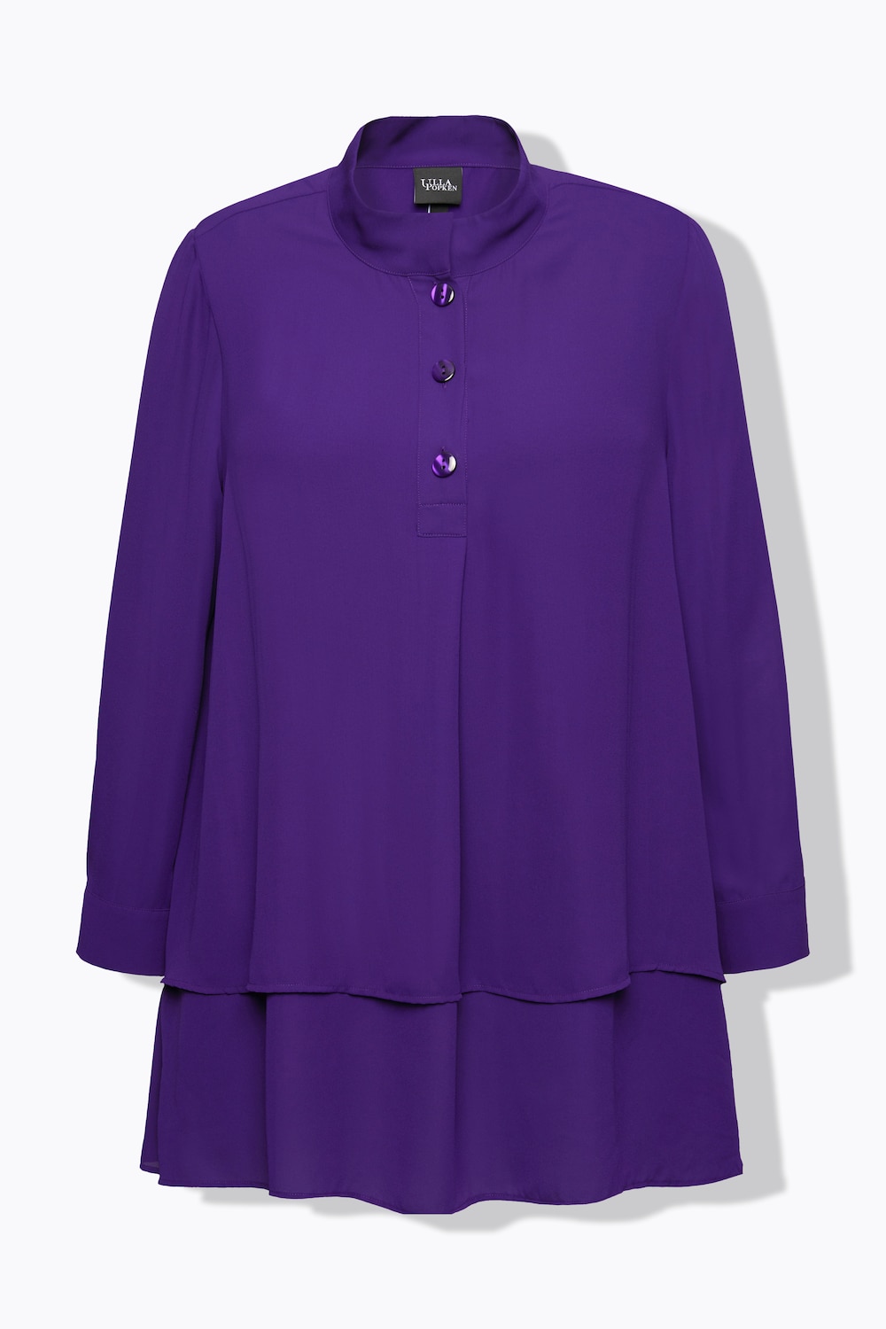 Stora storlekar Tunika i A-linjemodell med lager-på-lager-look, Dam, lila, storlek: 58/60, Polyester, Ulla Popken