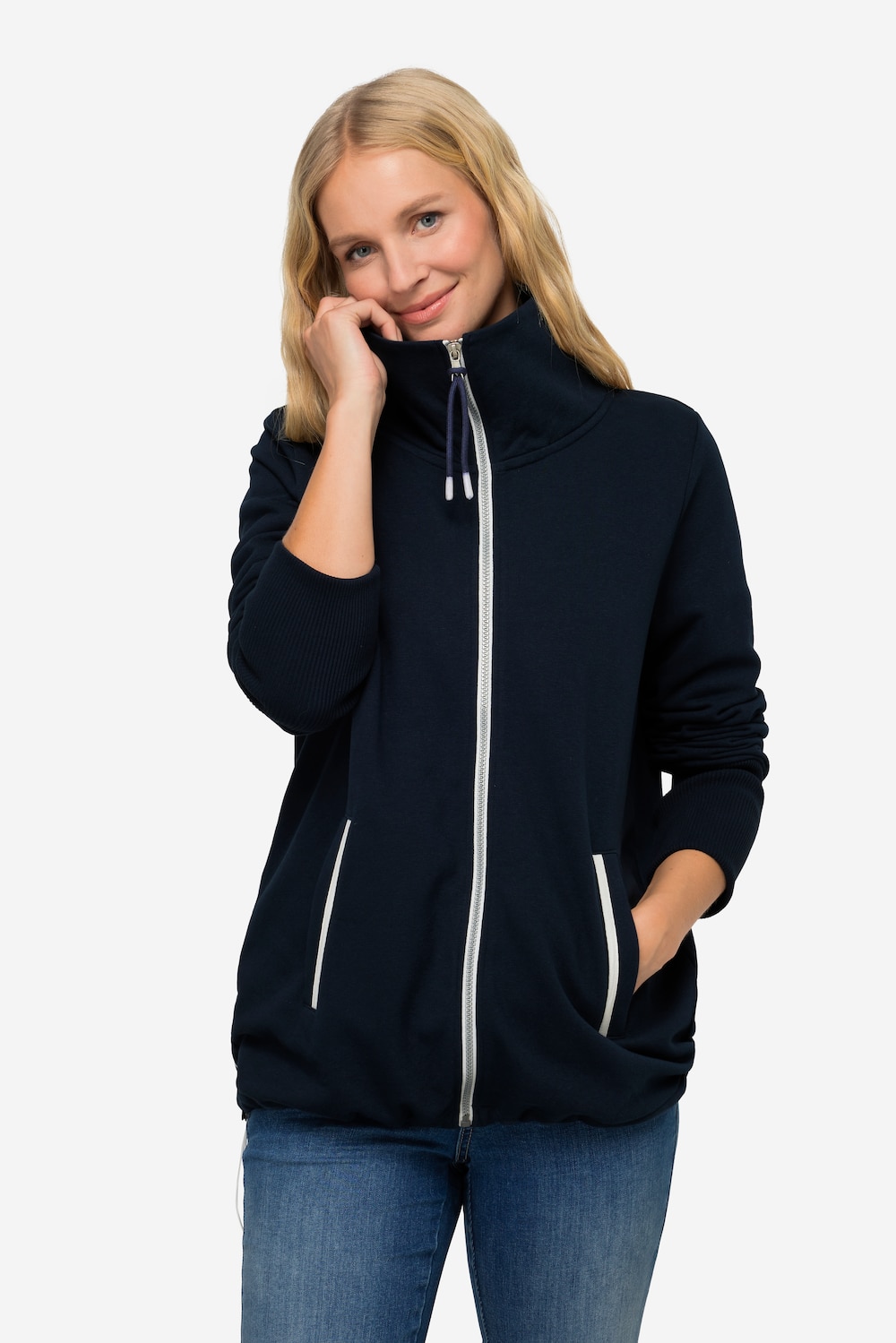 Große Größen Sweatjacke, Damen, blau, Größe: XL, Baumwolle/Polyester, LAURASON