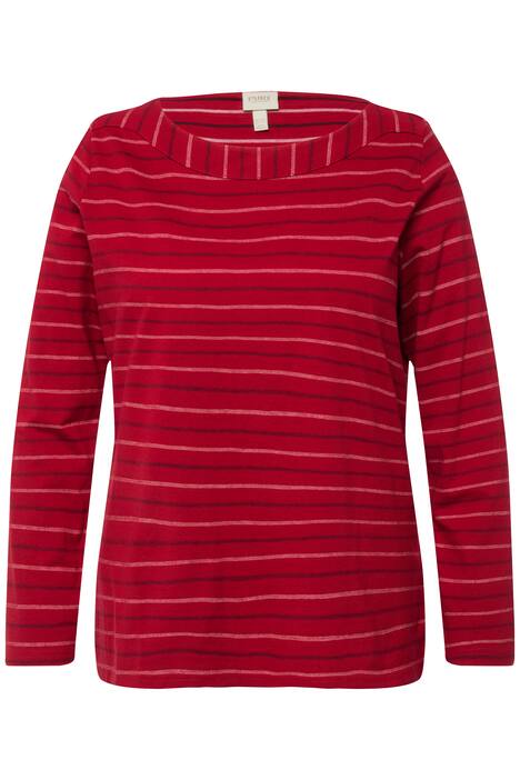 Pruhované tričko, lodičkový výstřih, dlouhé rukávy, biobavlna