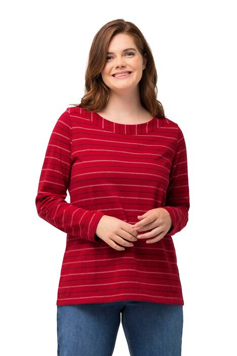 Pruhované tričko, lodičkový výstřih, dlouhé rukávy, biobavlna