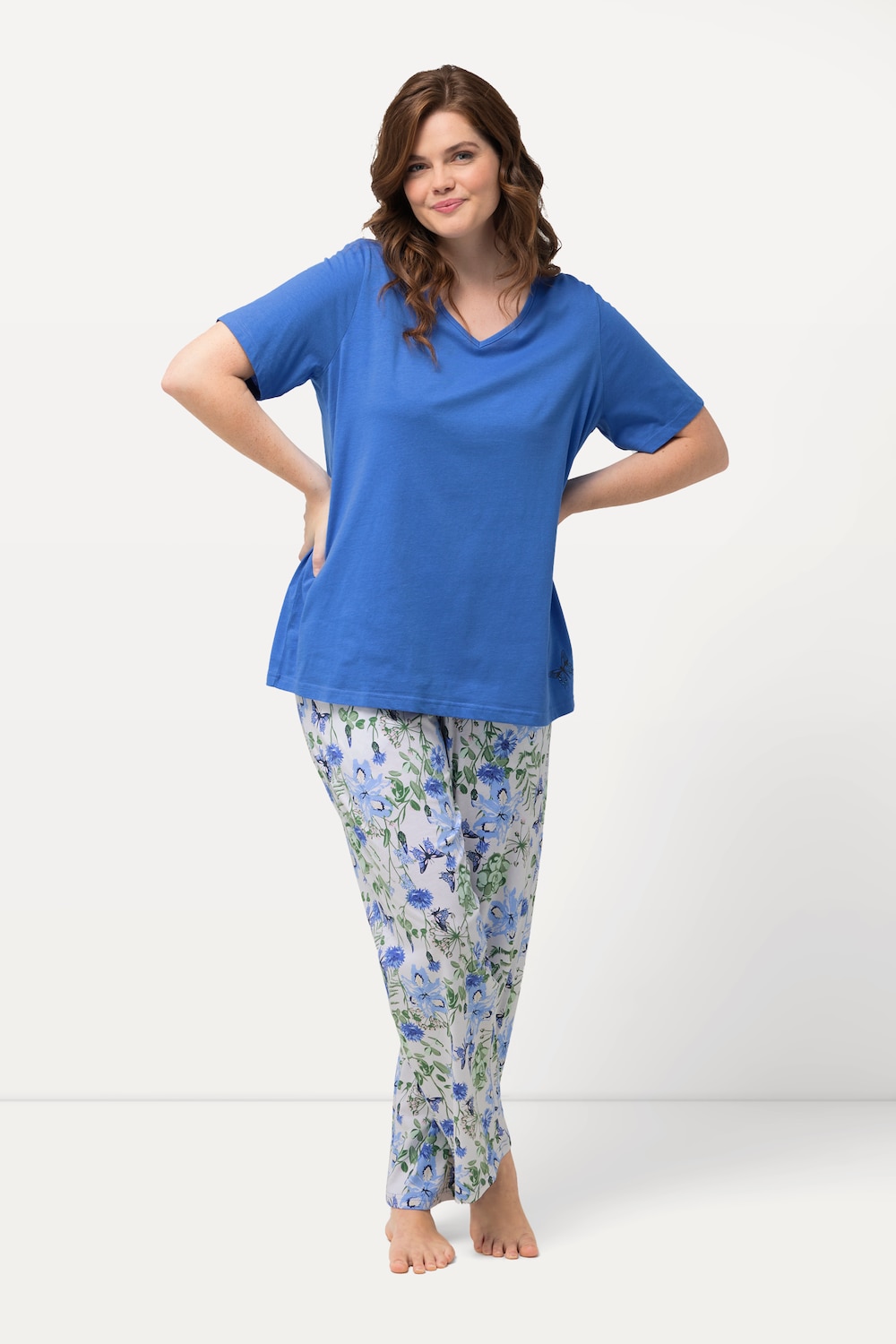 grandes tailles pyjama, femmes, bleu, taille: 60/62, coton, ulla popken