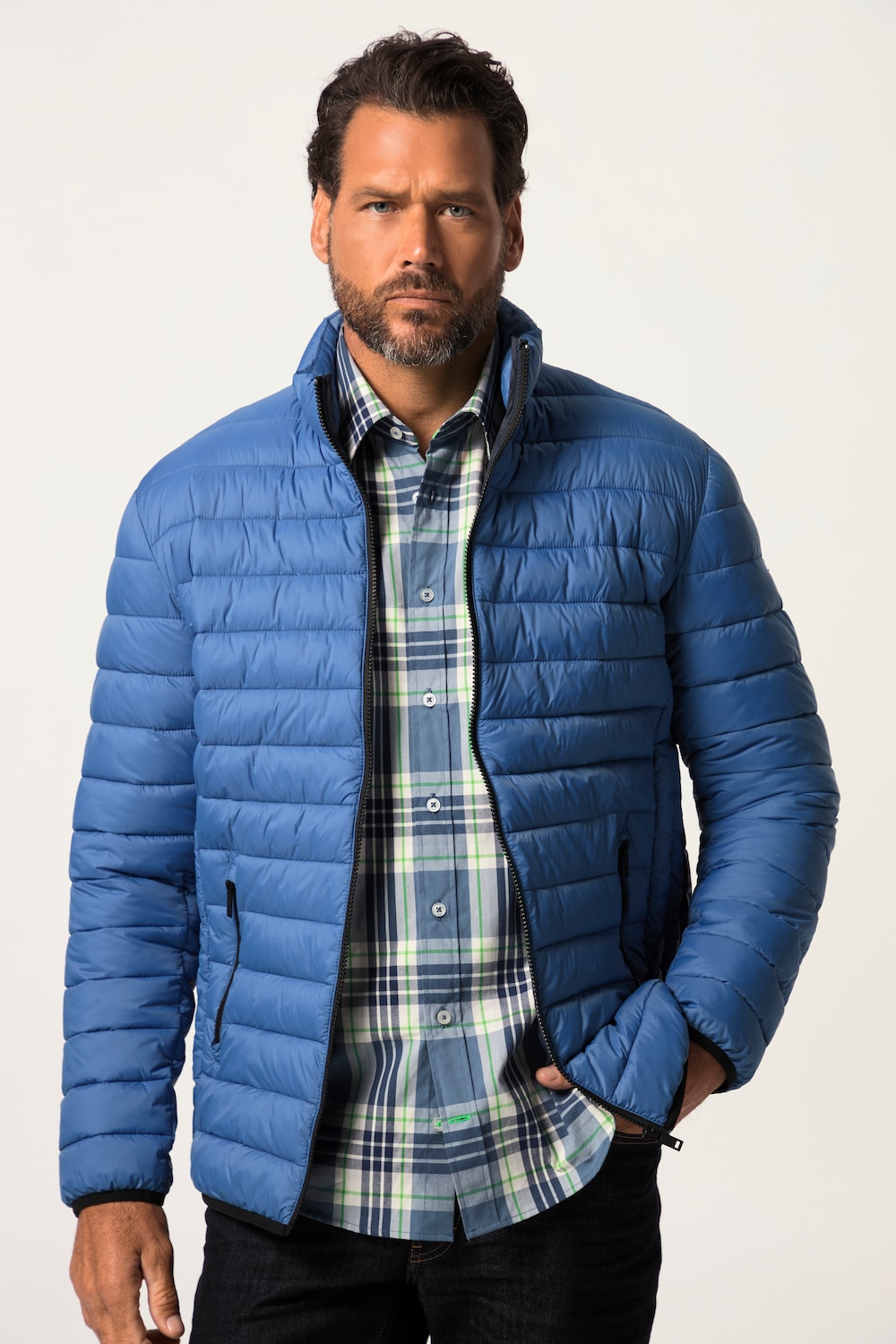 grandes tailles veste matelassée chaude et légère, hommes, bleu, taille: 7xl, fibres synthétiques, jp1880