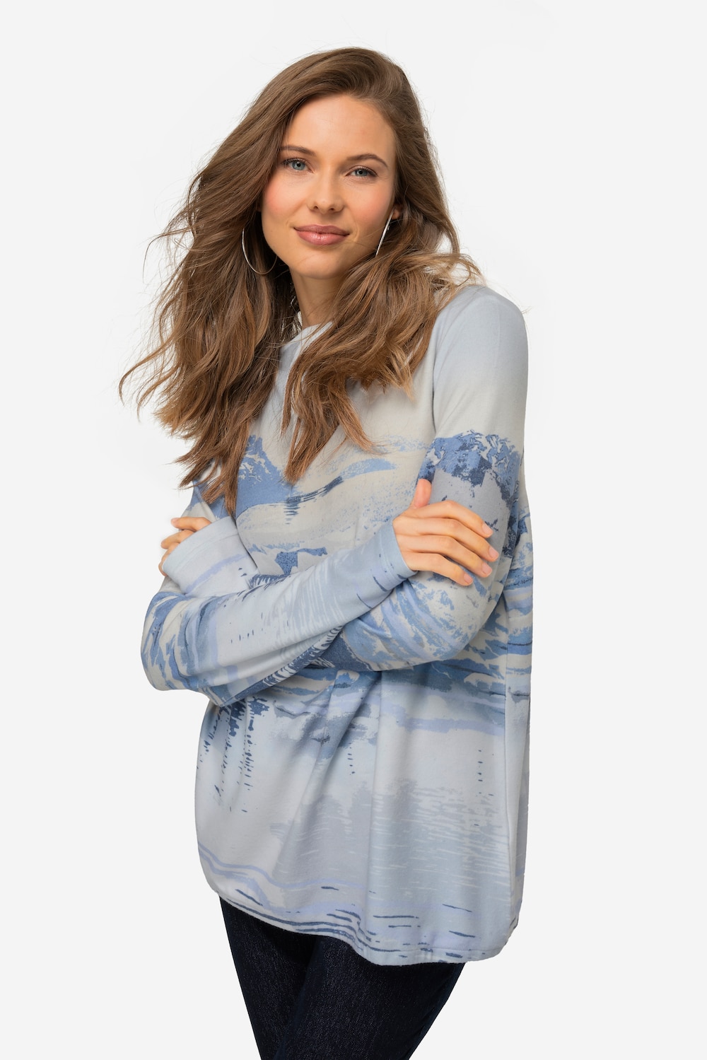 Große Größen Sweatshirt, Damen, blau, Größe: S, Polyester/Viskose, LAURASON