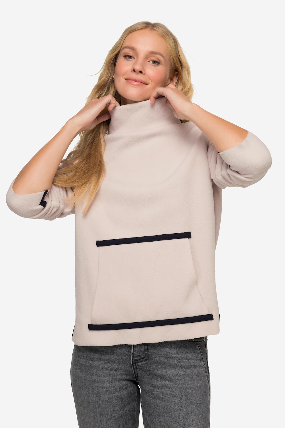 Große Größen Fleece-Pullover, Damen, grau, Größe: S, LAURASON