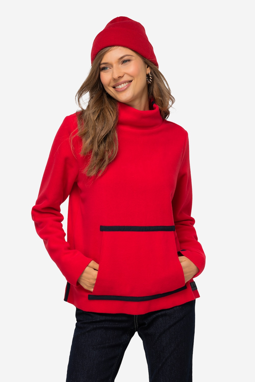 Große Größen Fleece-Pullover, Damen, rot, Größe: M, LAURASON