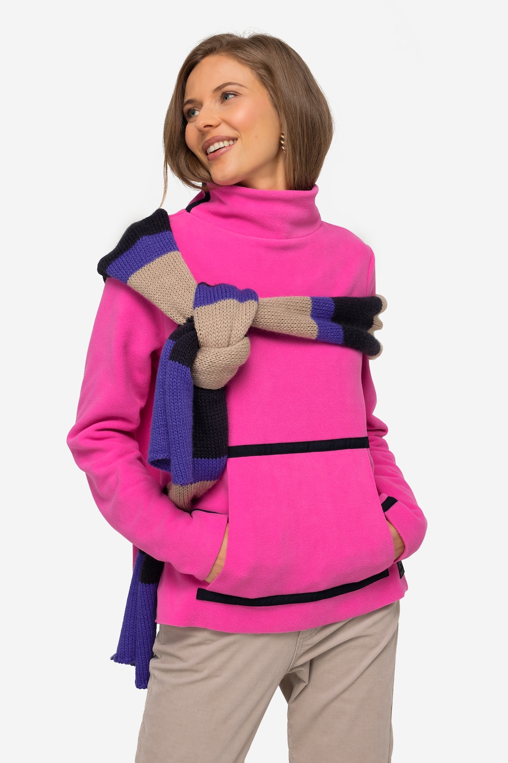 Große Größen Fleece-Pullover, Damen, rosa, Größe: S, LAURASON