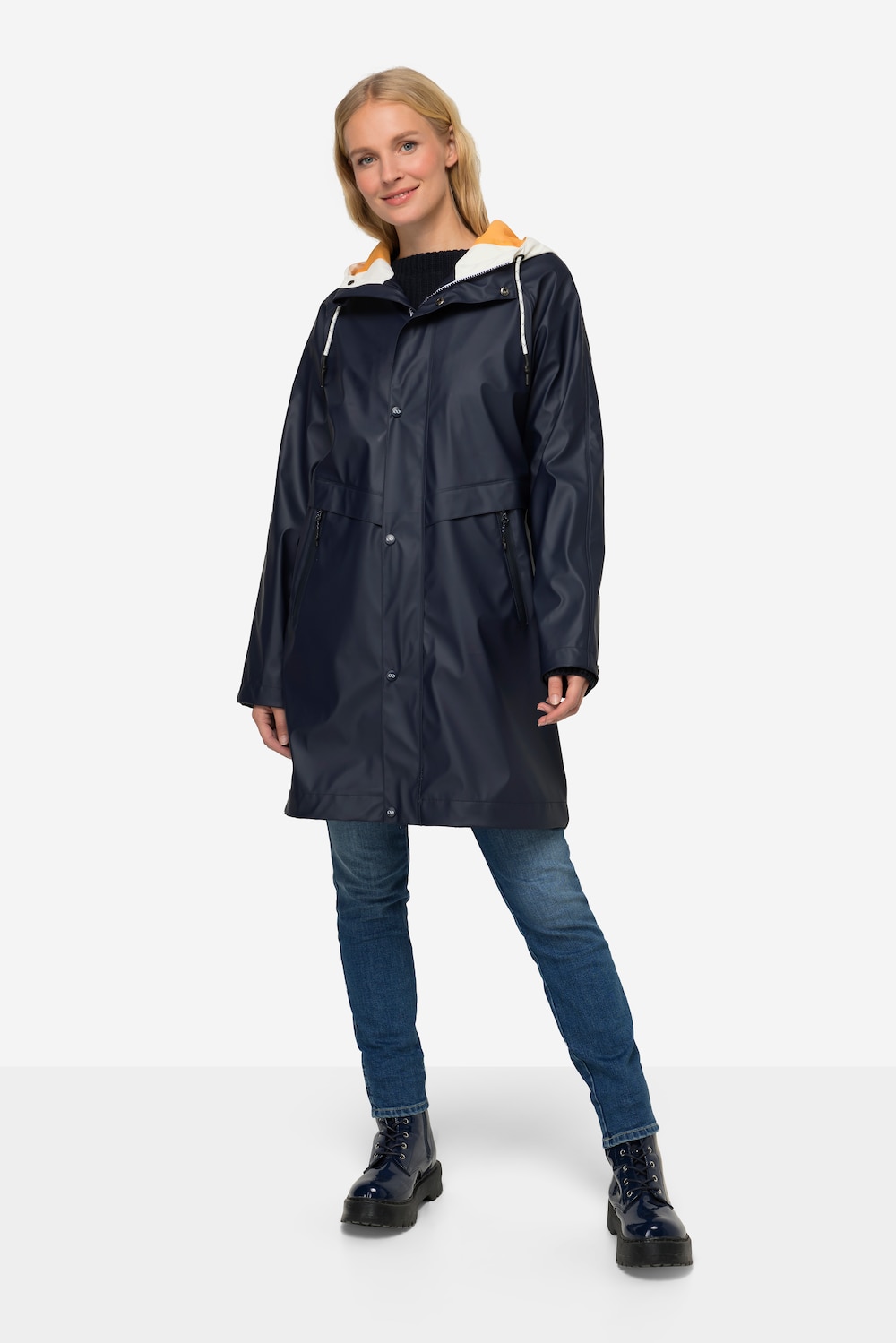 Große Größen Funktions-Regenjacke, Damen, blau, Größe: XL, Synthetische Fasern, LAURASON