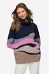 Pullover, Wellen-Muster, Rollkragen, Raglan-Langarm