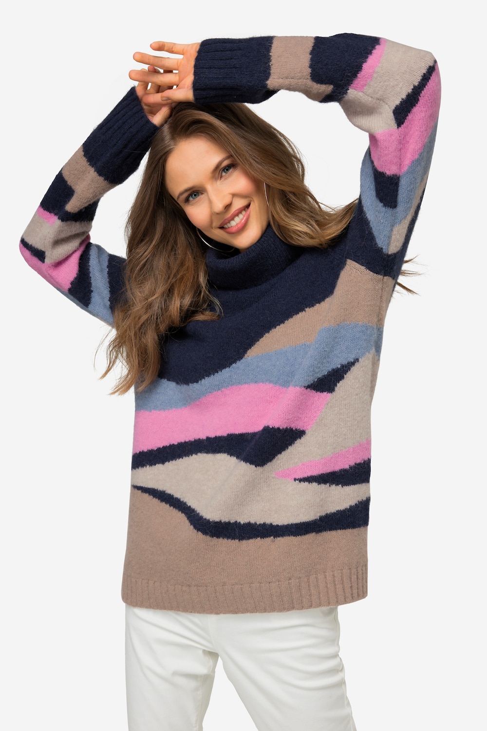 Große Größen Pullover, Damen, blau, Größe: M, Synthetische Fasern, LAURASON