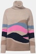 Pullover, Wellen-Muster, Rollkragen, Raglan-Langarm