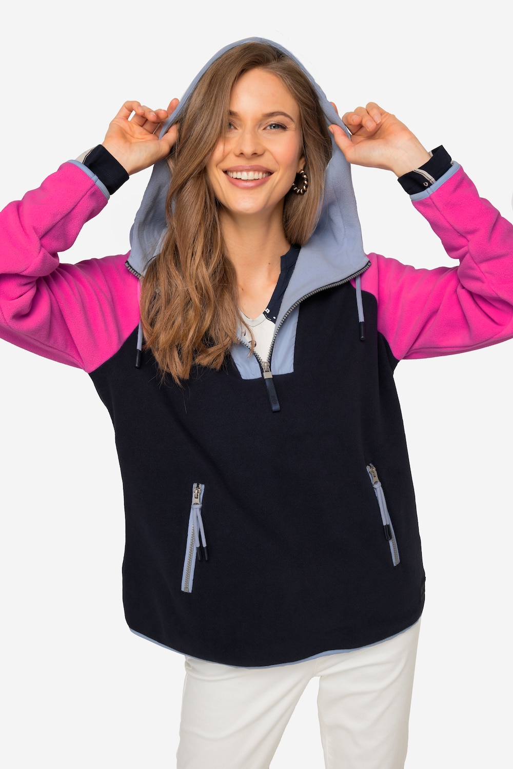 Große Größen Hoodie, Damen, blau, Größe: L, Nylon, LAURASON