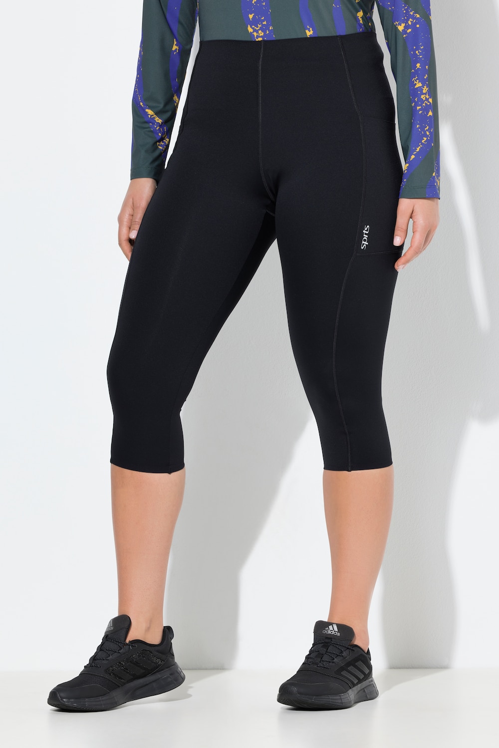 Große Größen Capri-Leggings, Damen, schwarz, Größe: 46/48, Synthetische Fasern/Elasthan, Ulla Popken