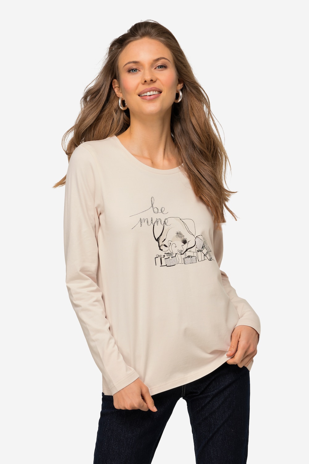 Große Größen T-Shirt, Damen, grau, Größe: M, Baumwolle, LAURASON