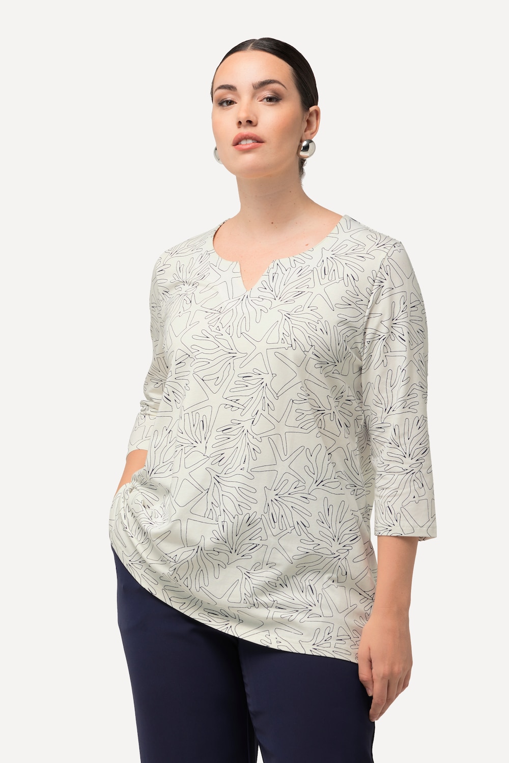 Grote Maten Shirt, Dames, beige, Maat: 42/44, Katoen, Ulla Popken