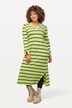 Sukienka dresowa, paski, dekolt w serek, długie rękawy, kieszenie