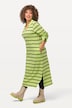 Sukienka dresowa, paski, dekolt w serek, długie rękawy, kieszenie